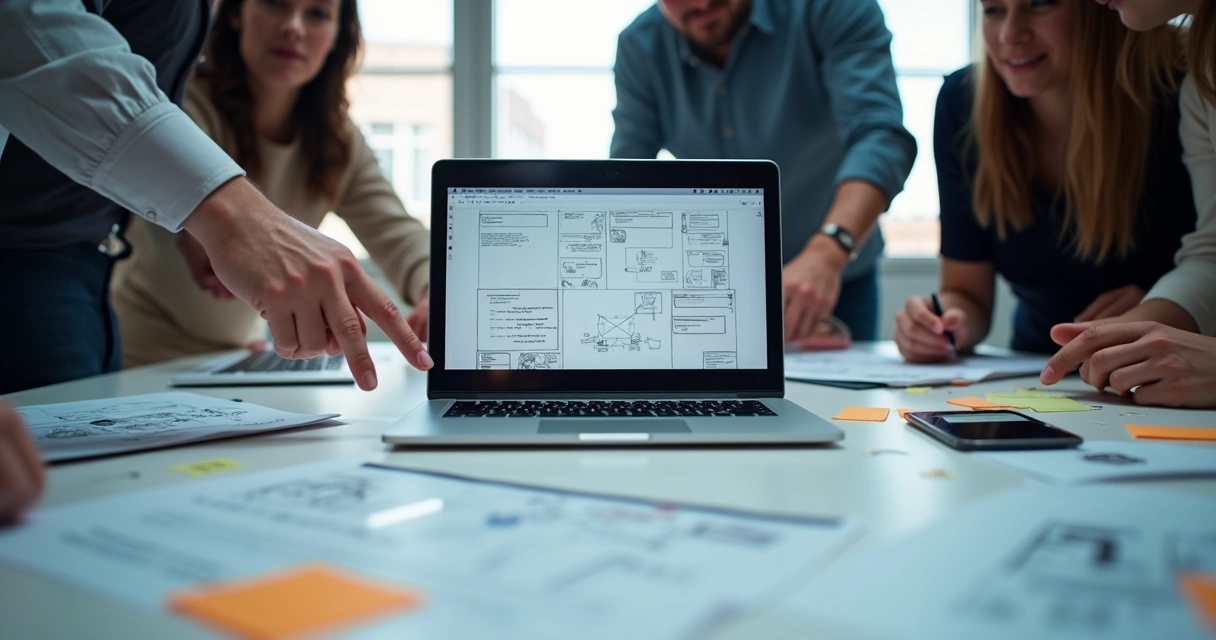 Protótipo digital de um produto apresentado em uma tela de notebook 