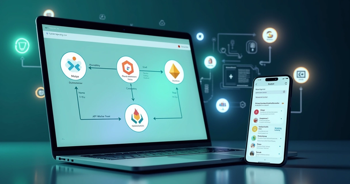 Fluxo de trabalho integrando APIs e bancos de dados no FlutterFlow