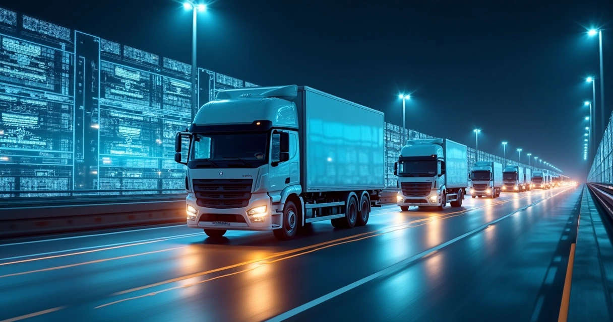 Caminhões controlados por sistema inteligente para entregar mercadorias 
