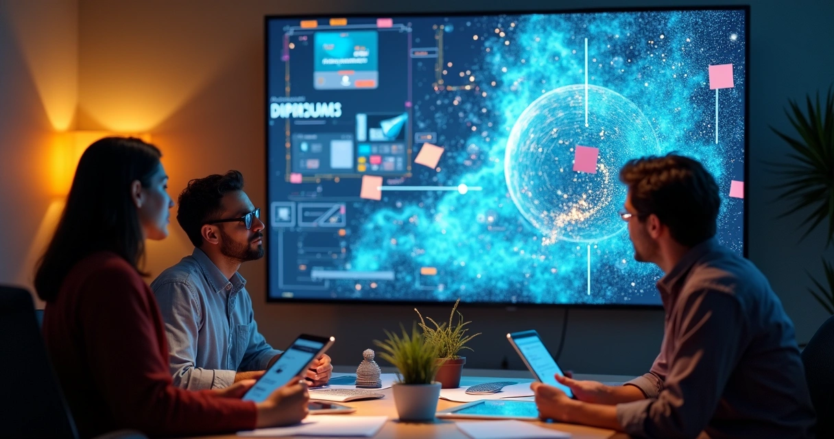 Equipe de marketing usando IA generativa para criar campanhas 
