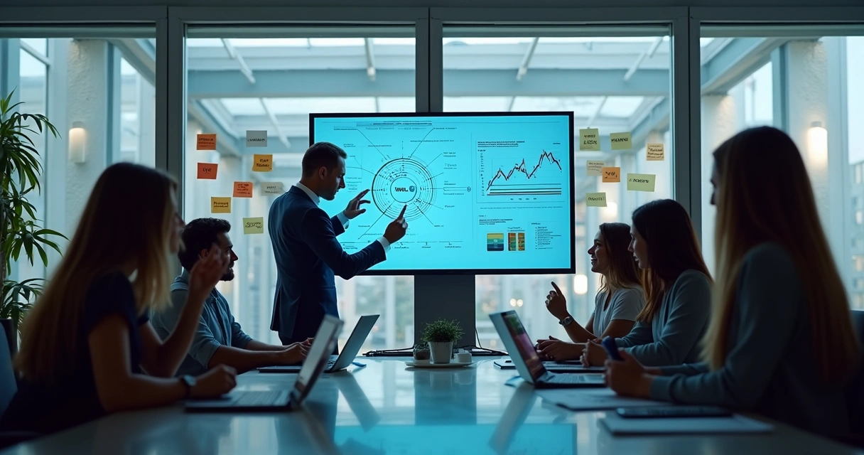 Equipe analisa automação de processos em empresa de tecnologia 