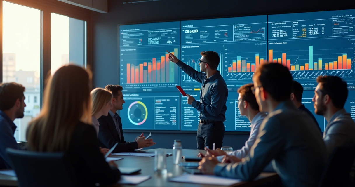 Dashboard de análise de dados em tela grande 