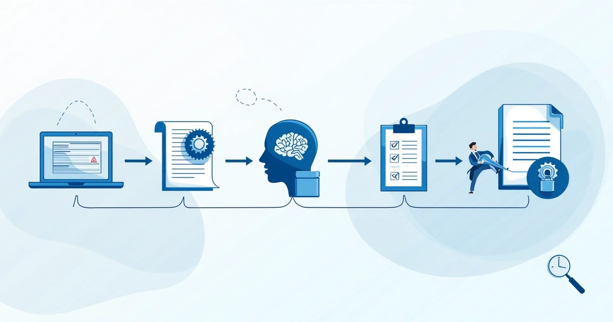 Fluxo visual de automação de processos jurídicos com tecnologia e documentos 