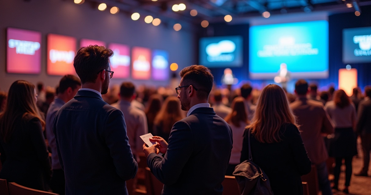 Auditório com pessoas em evento de networking 