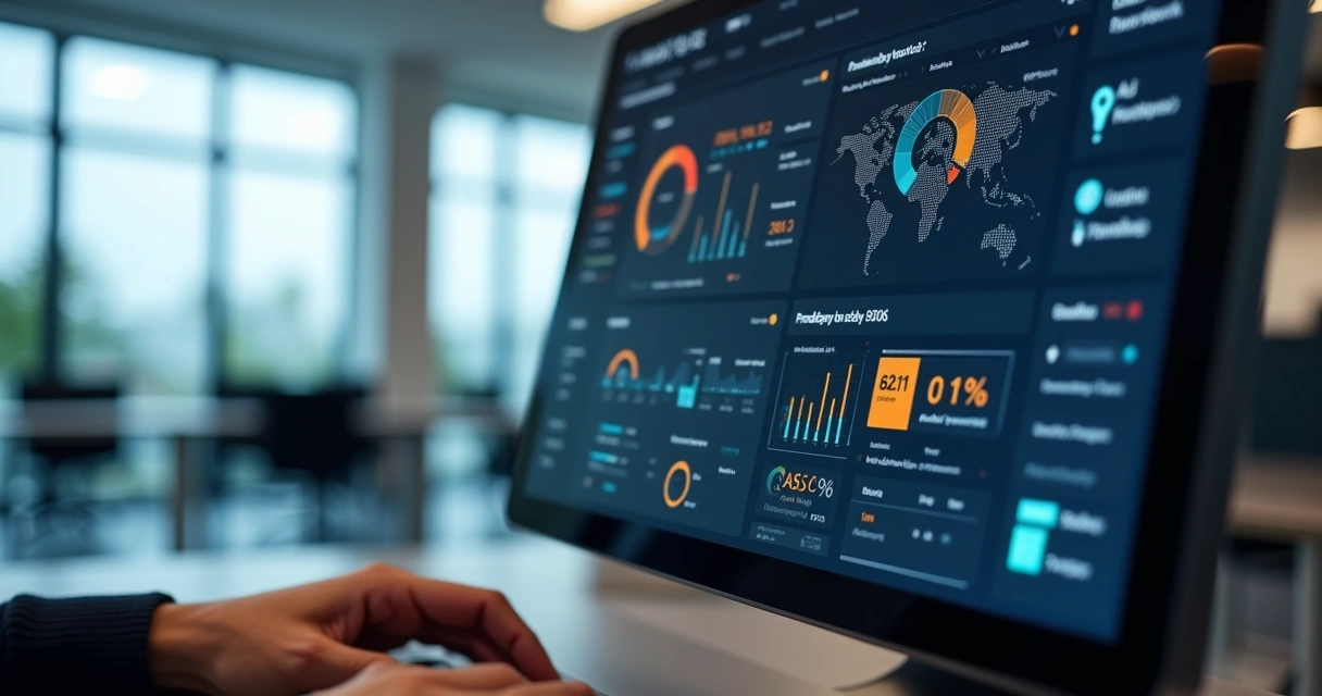 Tela de computador mostrando painel de IA preventiva 