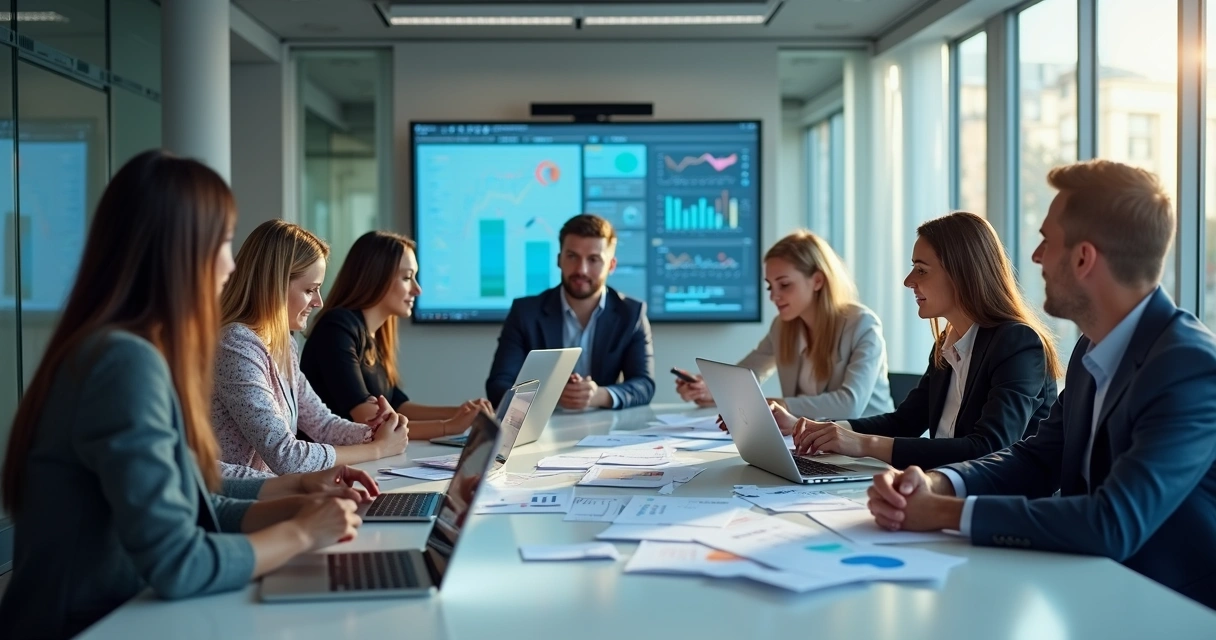 Equipe de consultoria tech em reunião estratégica planejando projeto digital 